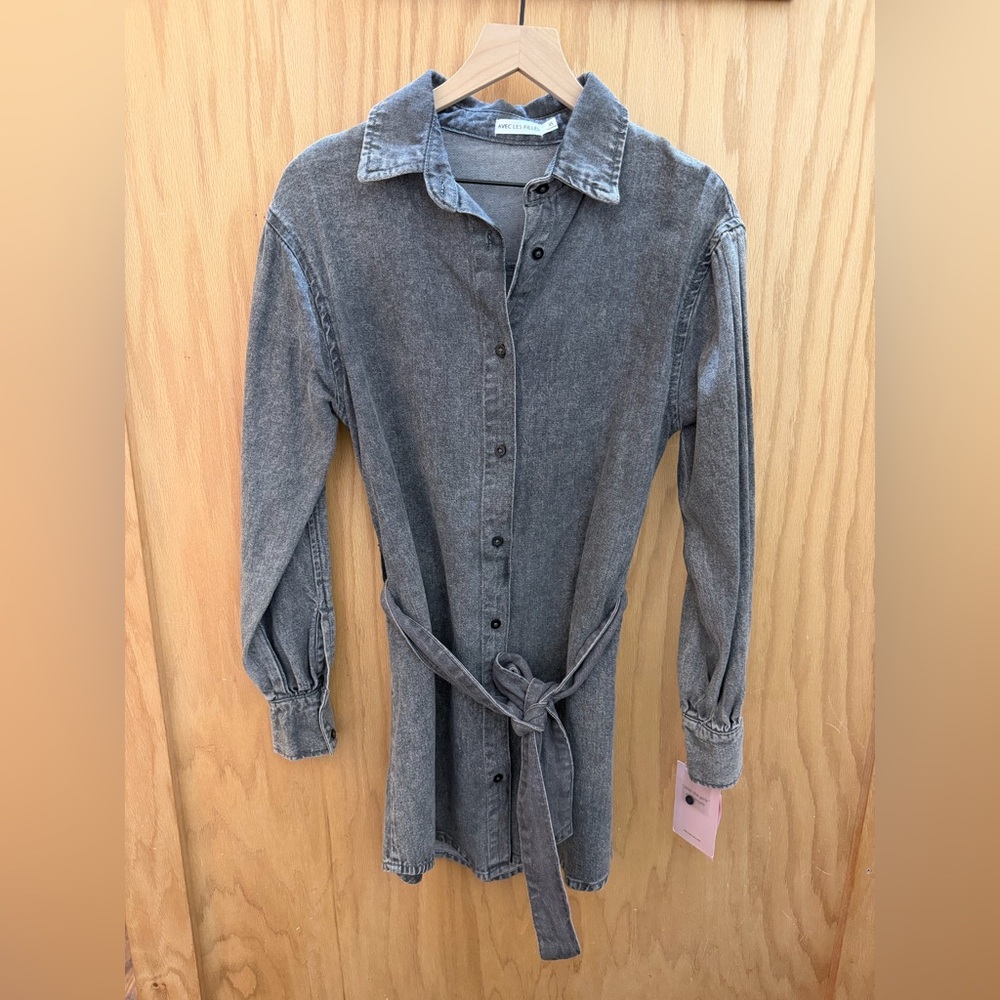 Avec Les Filles denim shirt dress in a washed black NWT - Picture 2 of 7